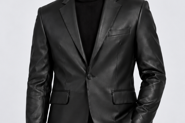 Erkek siyah deri blazer ceket