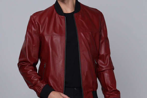 Erkek kolej model deri ceket bordo