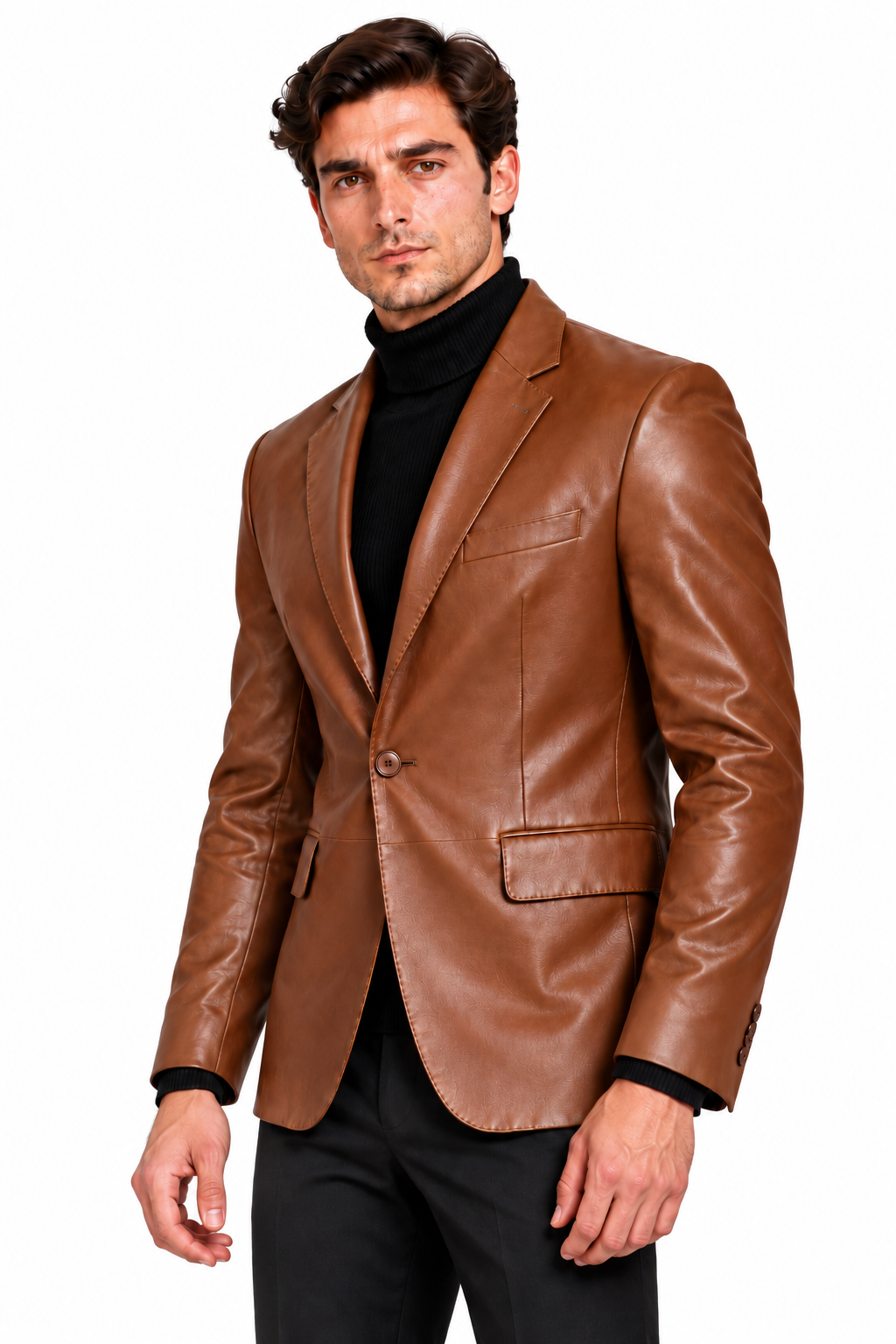 Erkek Blazer Deri Ceket Kestane – EBLAZER - ürün görseli 2
