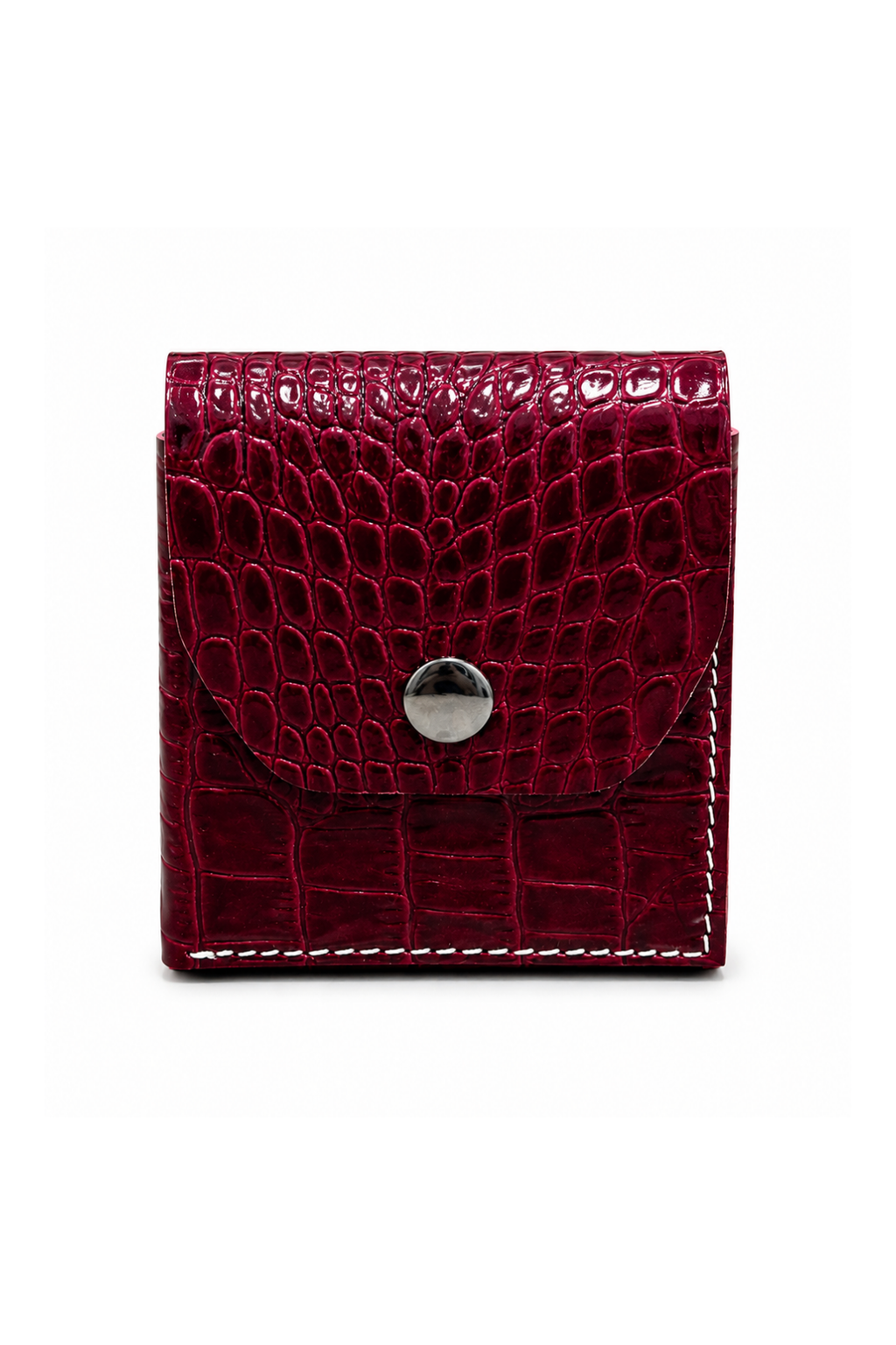 Bordo Hakiki Deri Unisex Mini Cüzdan Çıtçıtlı Kartlık - ürün görseli 1