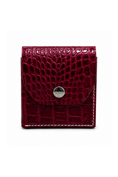 Bordo Hakiki Deri Unisex Mini Cüzdan Çıtçıtlı Kartlık - ürün görseli 1
