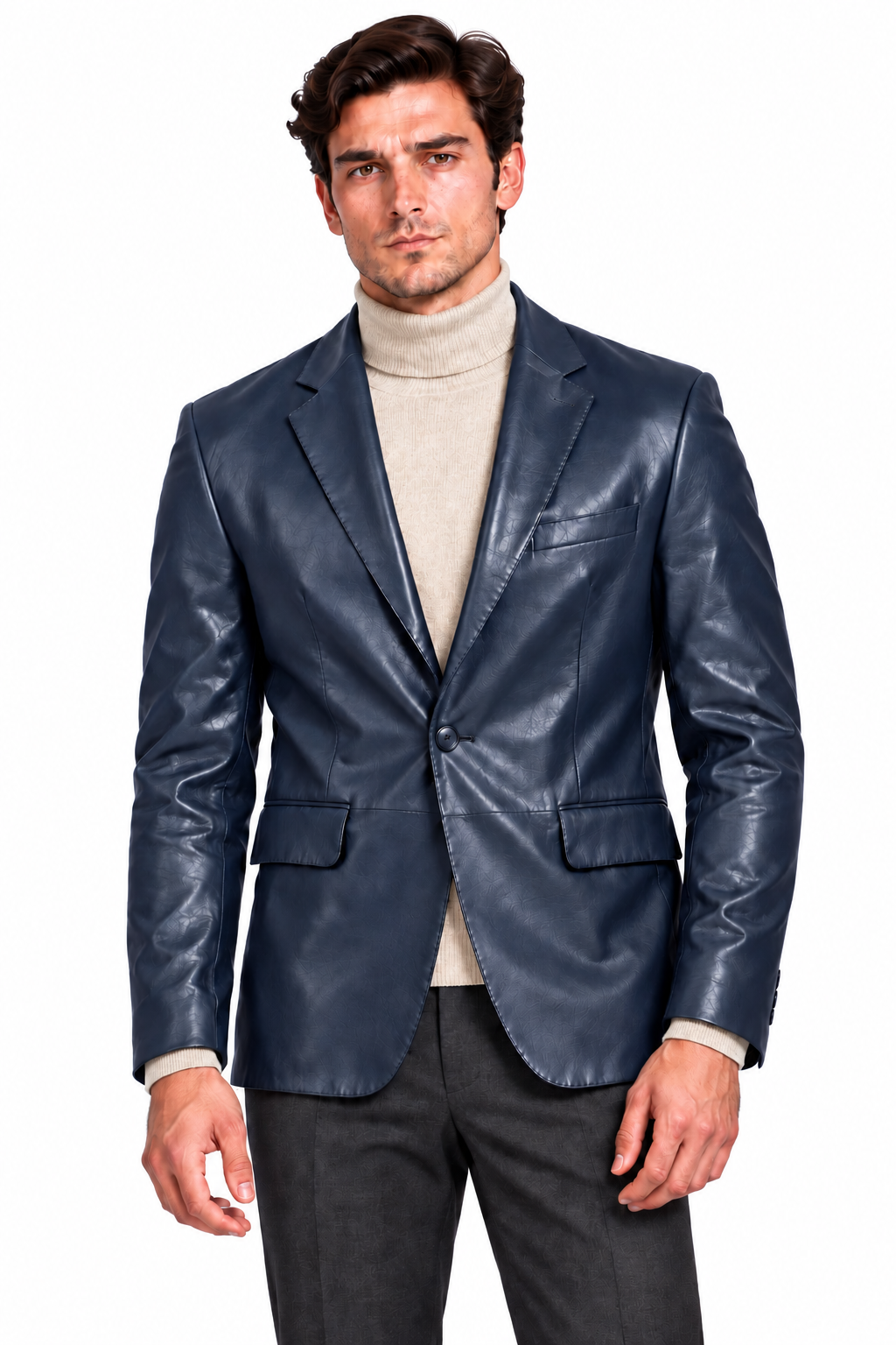 Erkek Blazer Deri Ceket Koyu Mavi – EBLAZER - ürün görseli 1