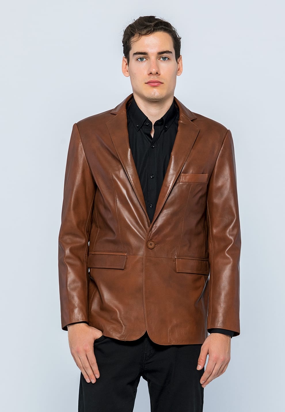 Erkek Blazer Deri Ceket Kestane - ürün görseli 3