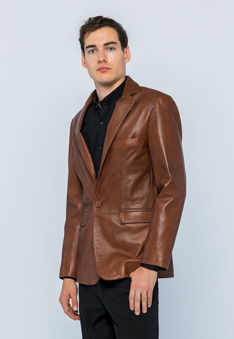 Erkek Blazer Deri Ceket Kestane - ürün görseli 4