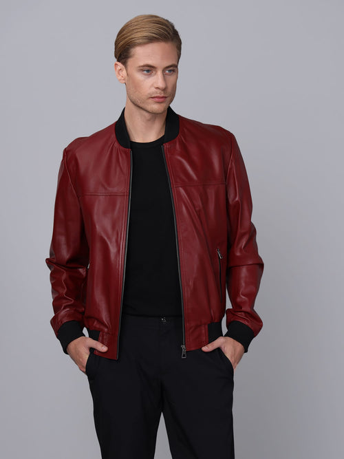 Erkek Kolej Model Deri Ceket Bordo - ürün görseli 2