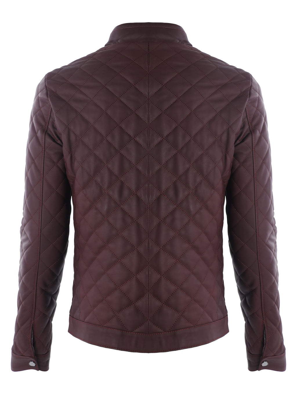 Erkek Quilt Desenli Hakiki Deri Ceket Bordo - ürün görseli 2
