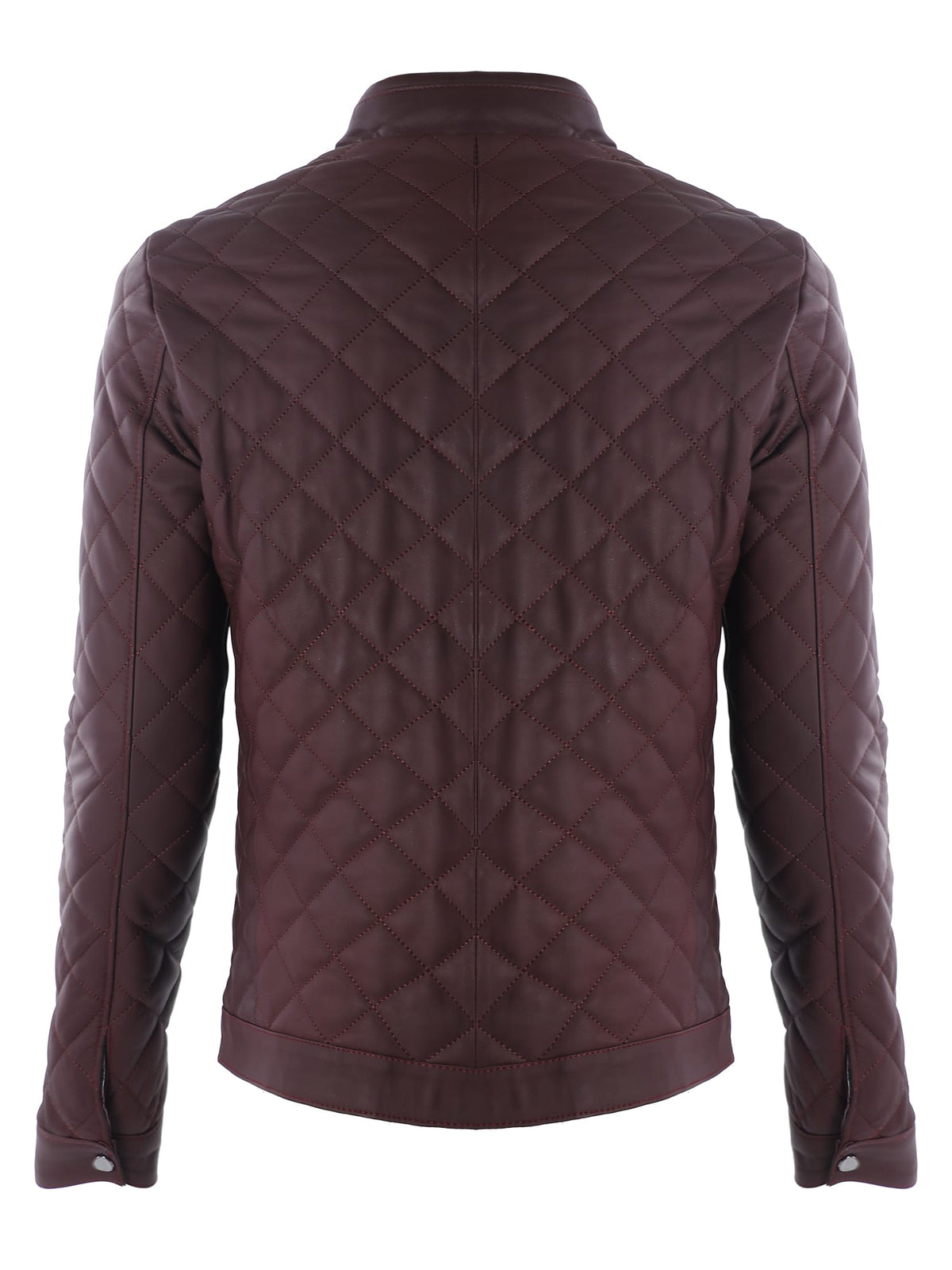 Erkek Quilt Desenli Hakiki Deri Ceket Bordo - ürün görseli 2