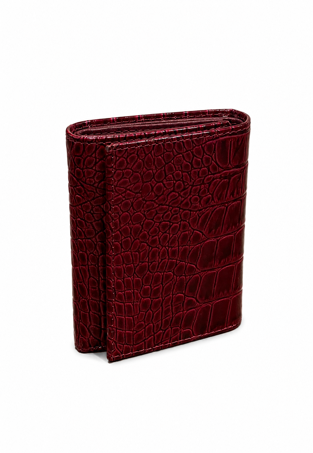 Hakiki Deri Kroko Desenli Bordo Mini Cüzdan - ürün görseli 1