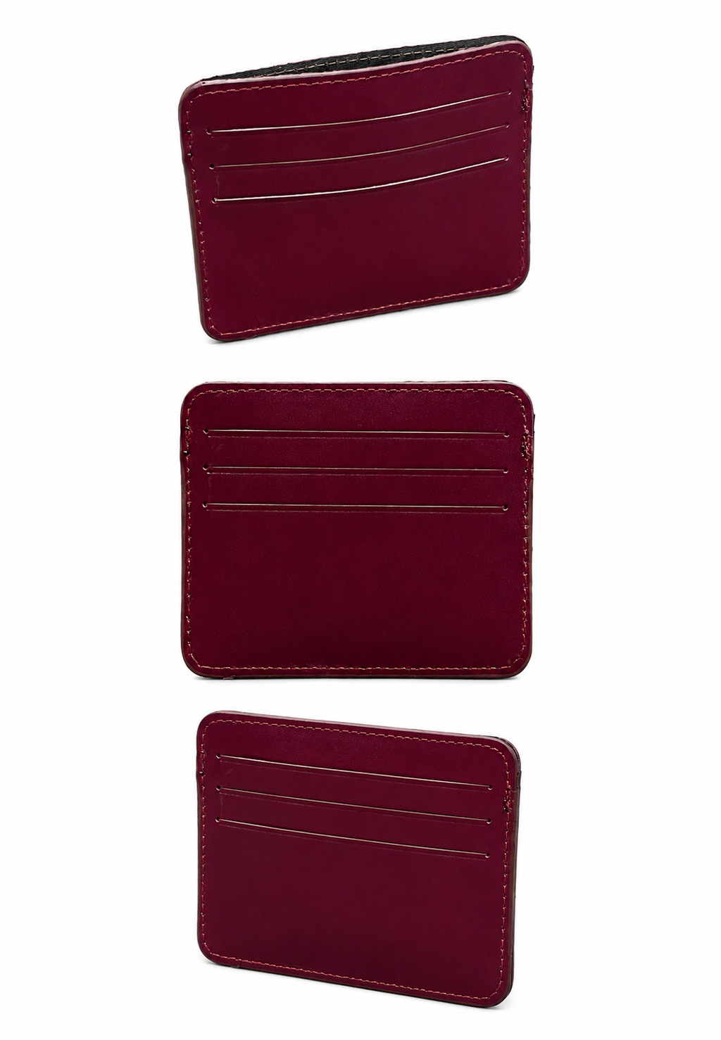 Unisex Bordo Hakiki Dana Derisi Kartlık İnce Minimalist Deri Cüzdan - ürün görseli 2