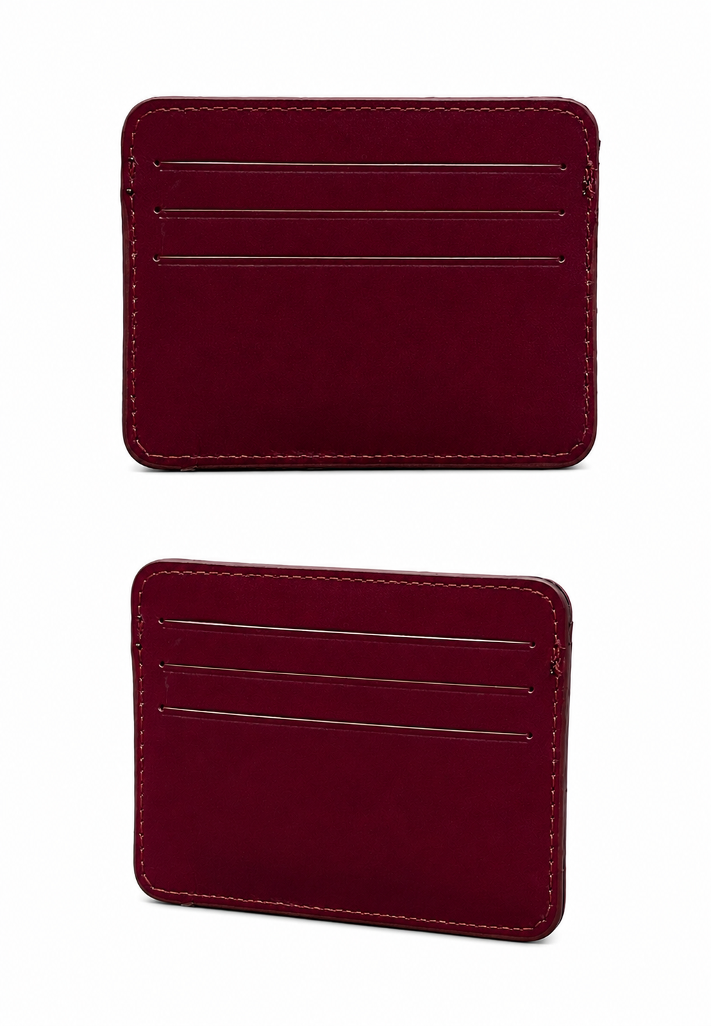 Unisex Bordo Hakiki Dana Derisi Kartlık İnce Minimalist Deri Cüzdan - ürün görseli 3