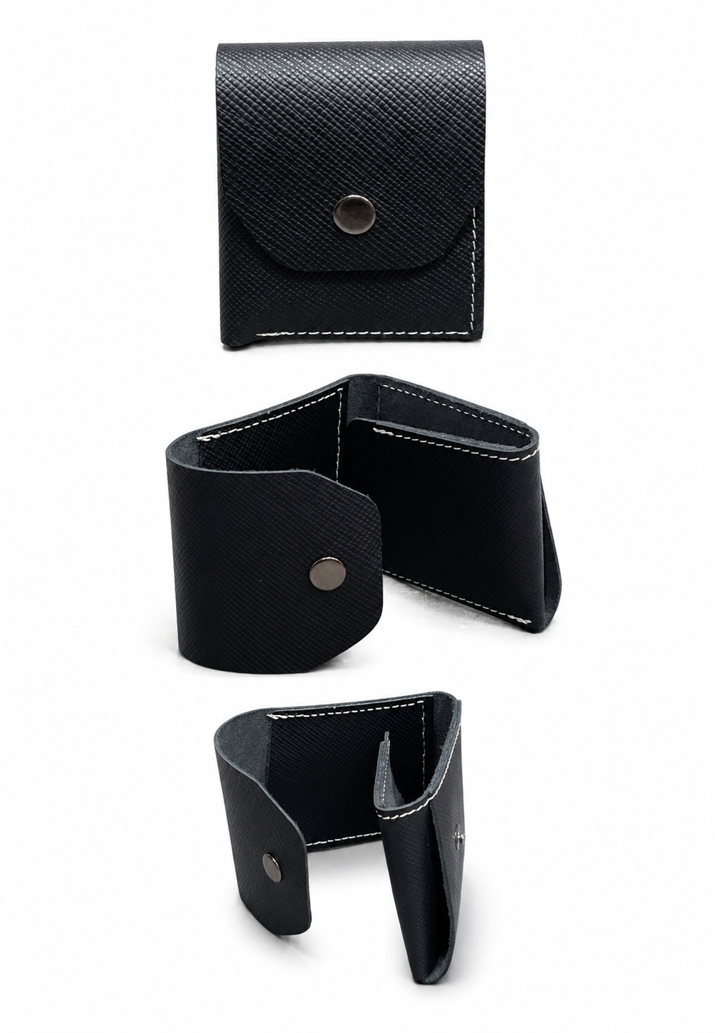 Siyah Hakiki Deri Unisex Mini Cüzdan Çıtçıtlı Kartlık - ürün görseli 4