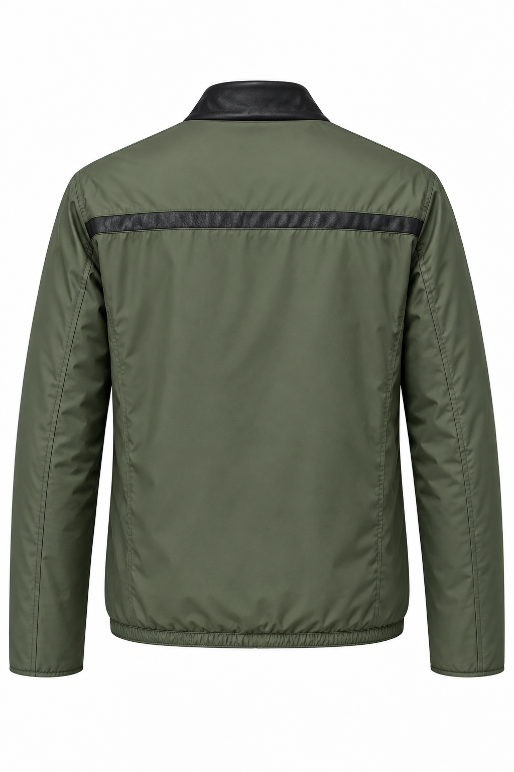 Basics&More Erkek Çift Taraflı Deri Ceket Siyah & Yeşil Reversible Fermuarlı Mont