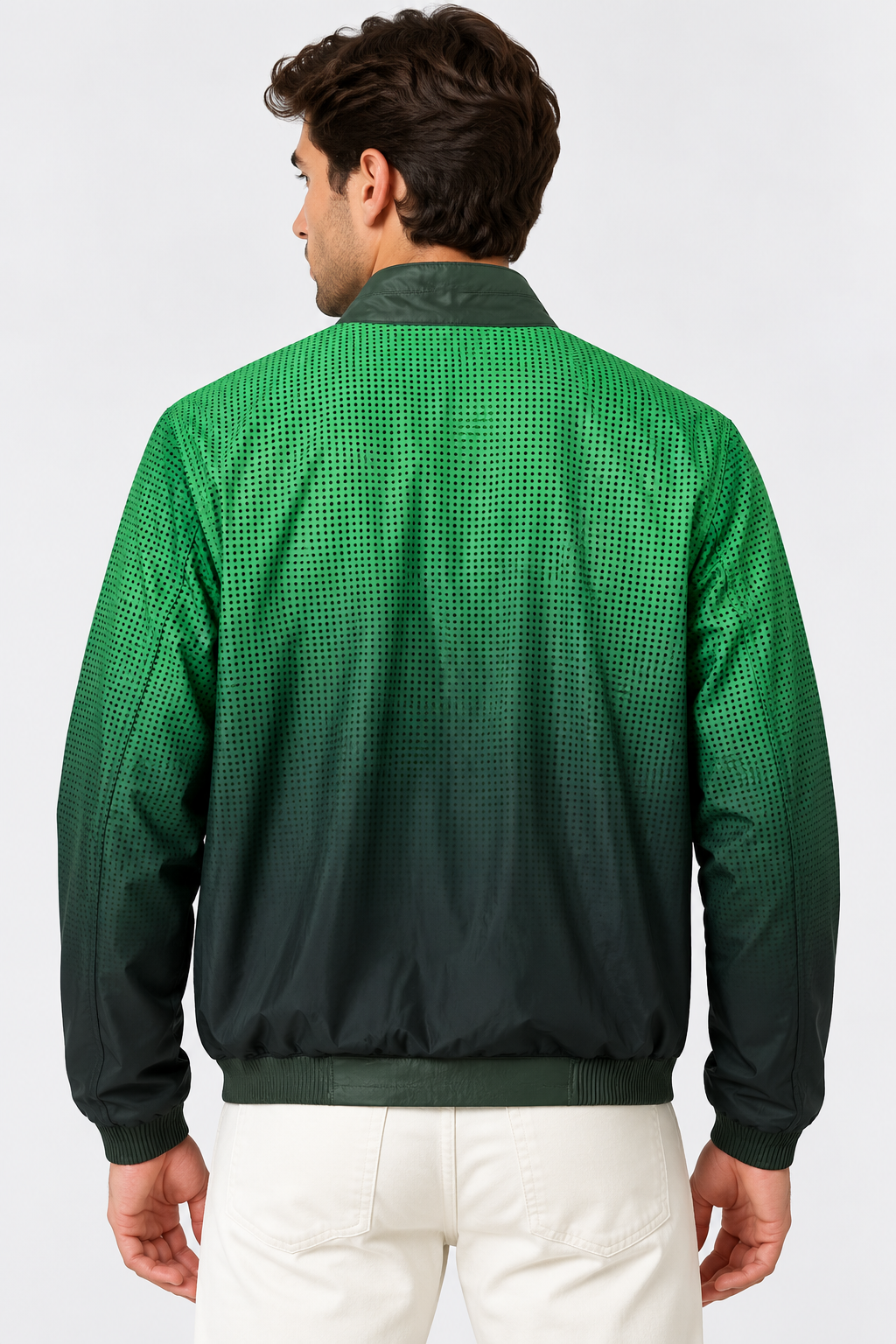 Basics&More Erkek Çift Taraflı Deri Ceket Haki & Yeşil Reversible Fermuarlı Mont
