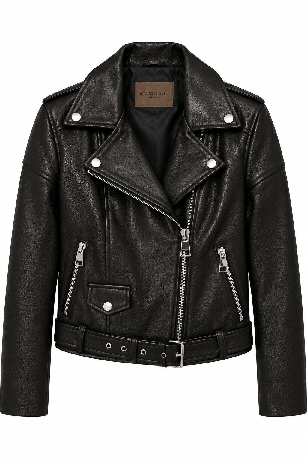 Kadın Siyah Biker Ceket Kemer ve Fermuar Detaylı – BM_EY1891_Black - ürün görseli 5