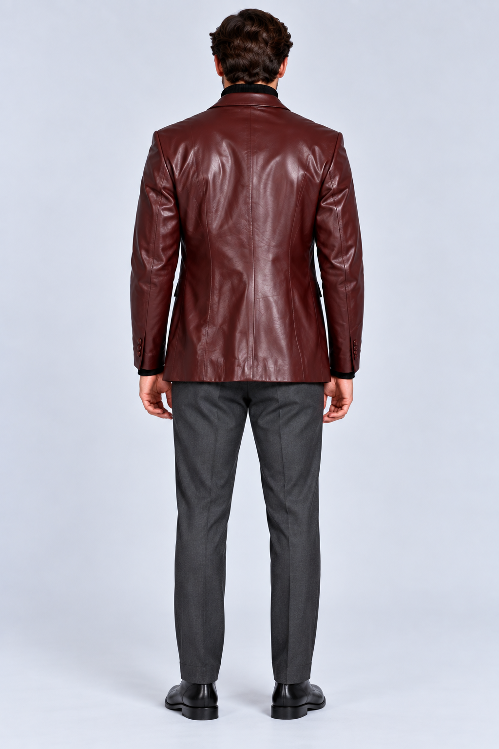 Erkek Blazer Deri Ceket Bordo