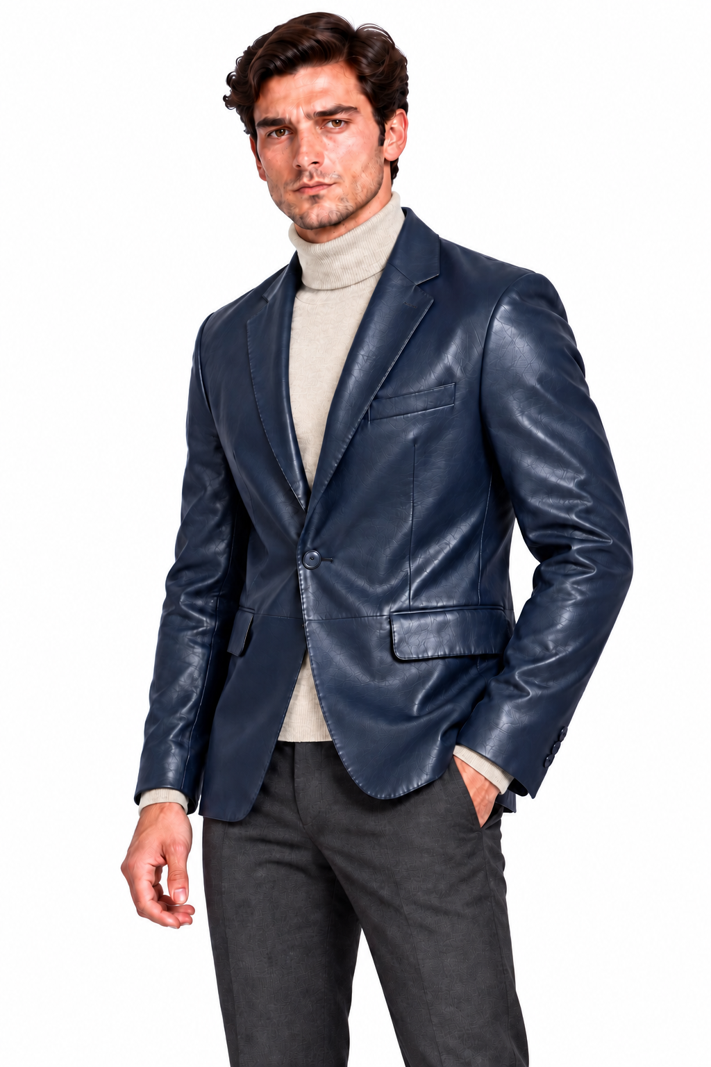Erkek Blazer Deri Ceket Koyu Mavi – EBLAZER - ürün görseli 2