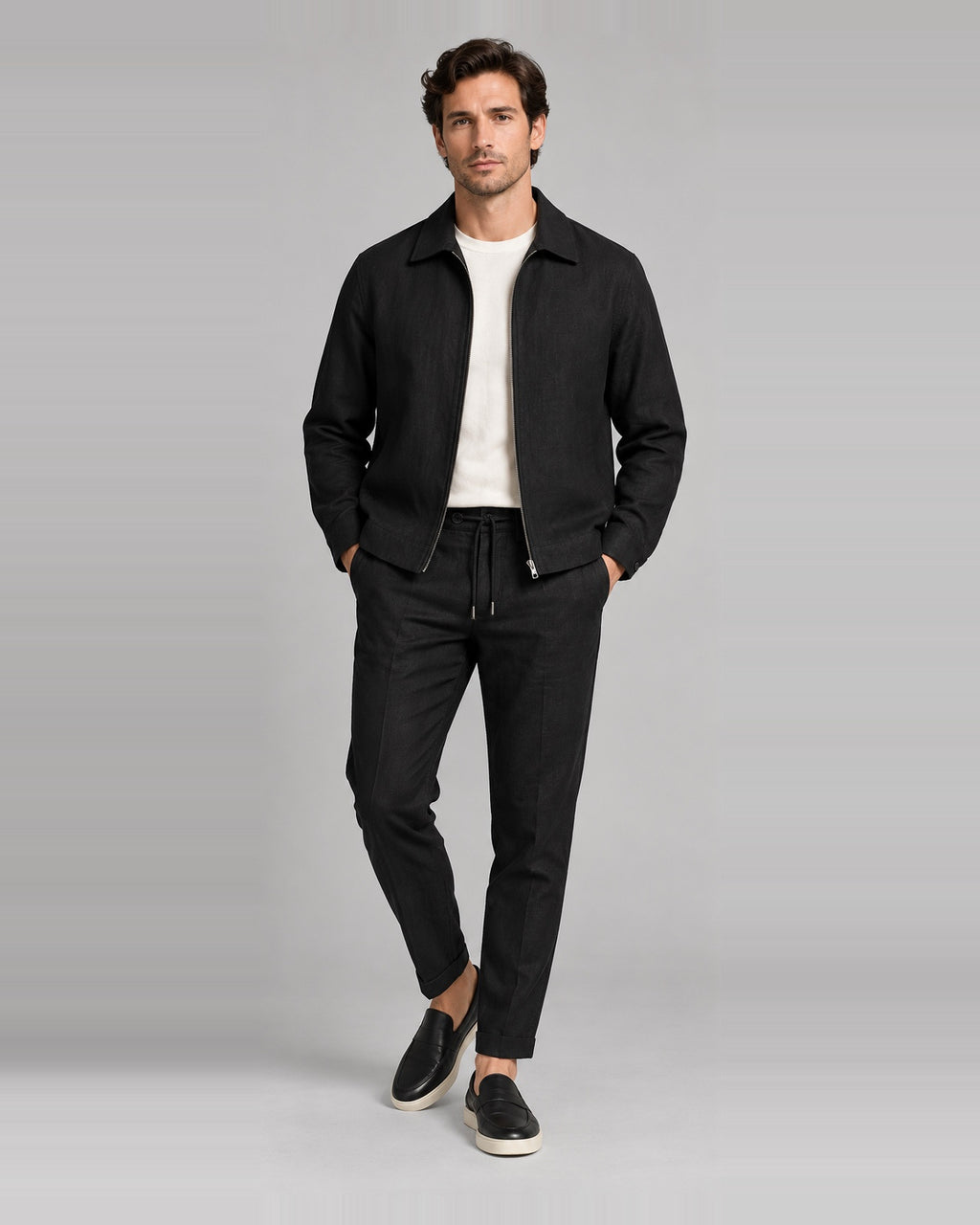 Basic Alt Üst Takım Siyah, manken üzerinde önden boy görünüm