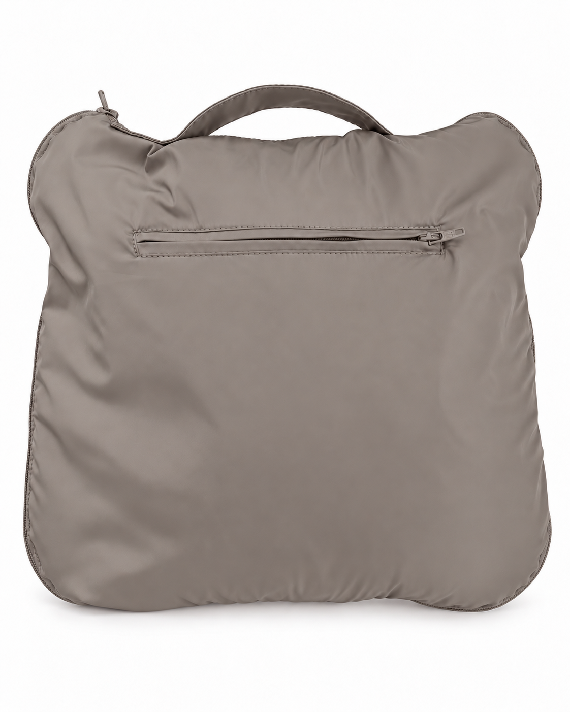 Çanta Olabilen Seyahat Montu Açık Bej, seyahat çantası haline katlanmış görünüm