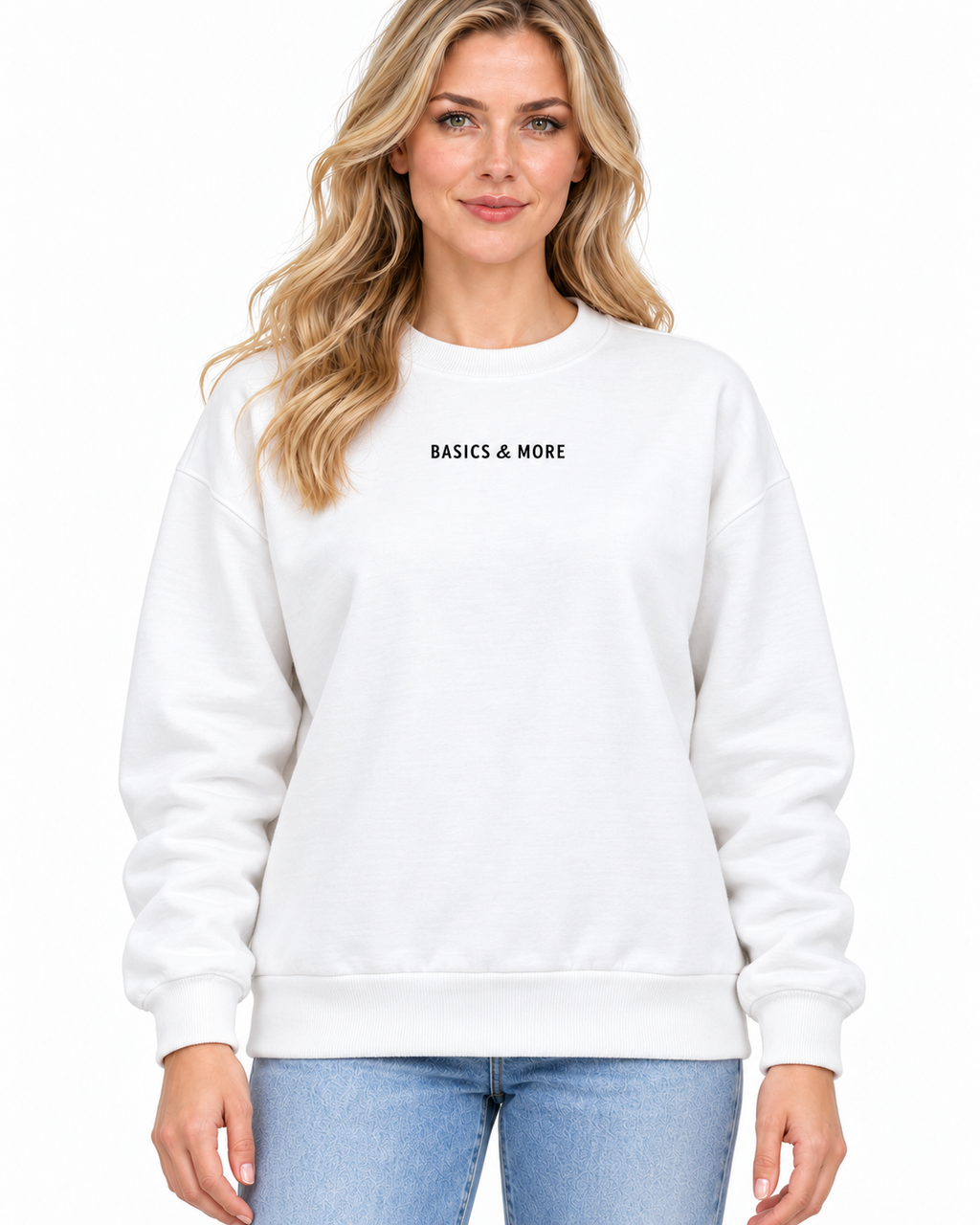 Kadın Sweatshirt Beyaz, önden yakın çekim