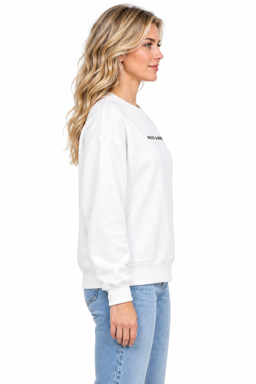 Kadın Sweatshirt Beyaz, yandan görünüm