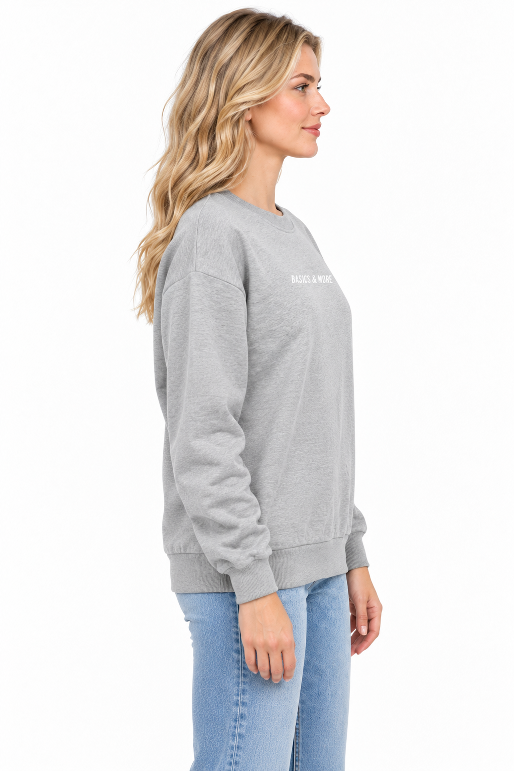 Kadın Sweatshirt Gri Melanj, yandan görünüm