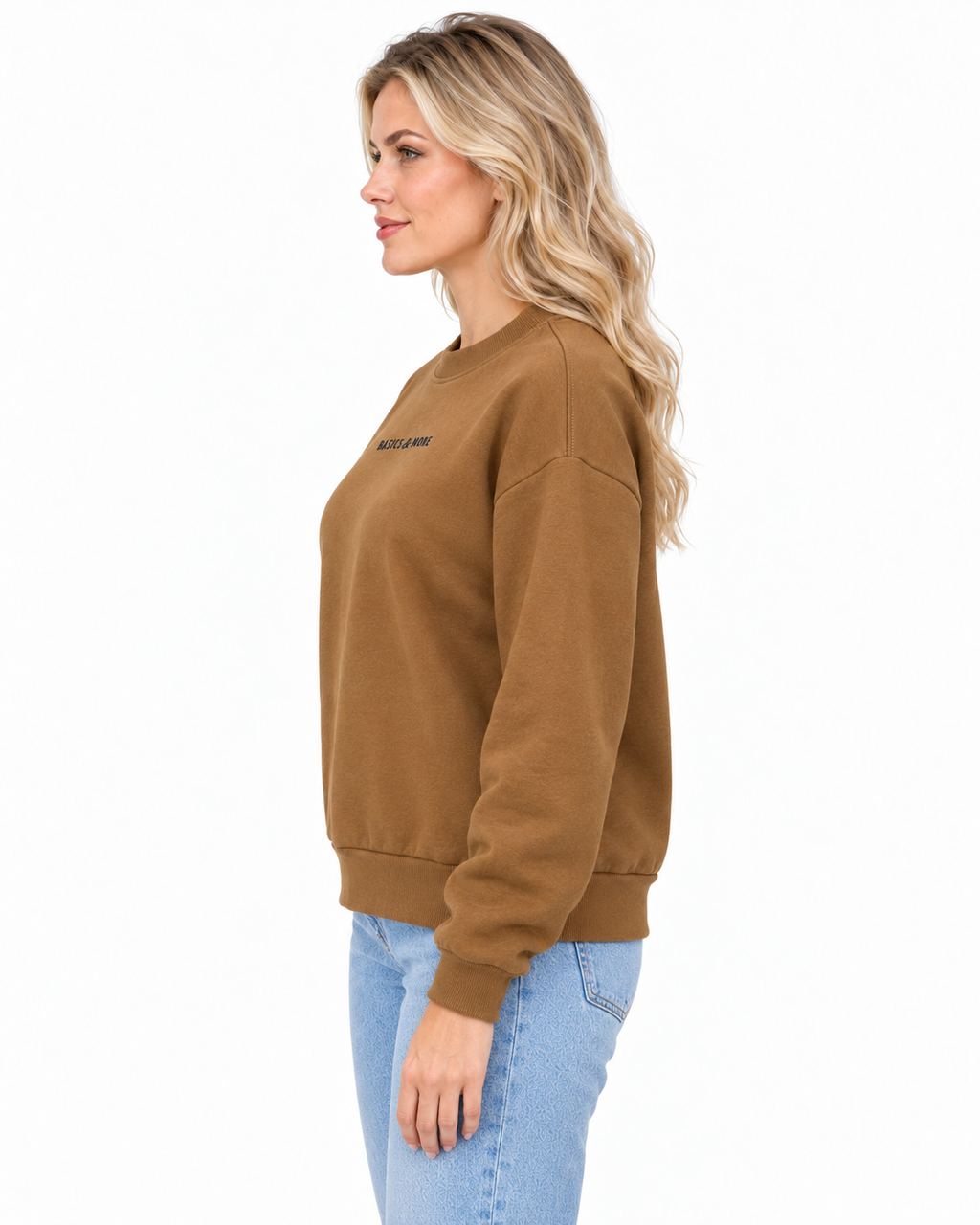 Kadın Sweatshirt Kahverengi, yandan görünüm