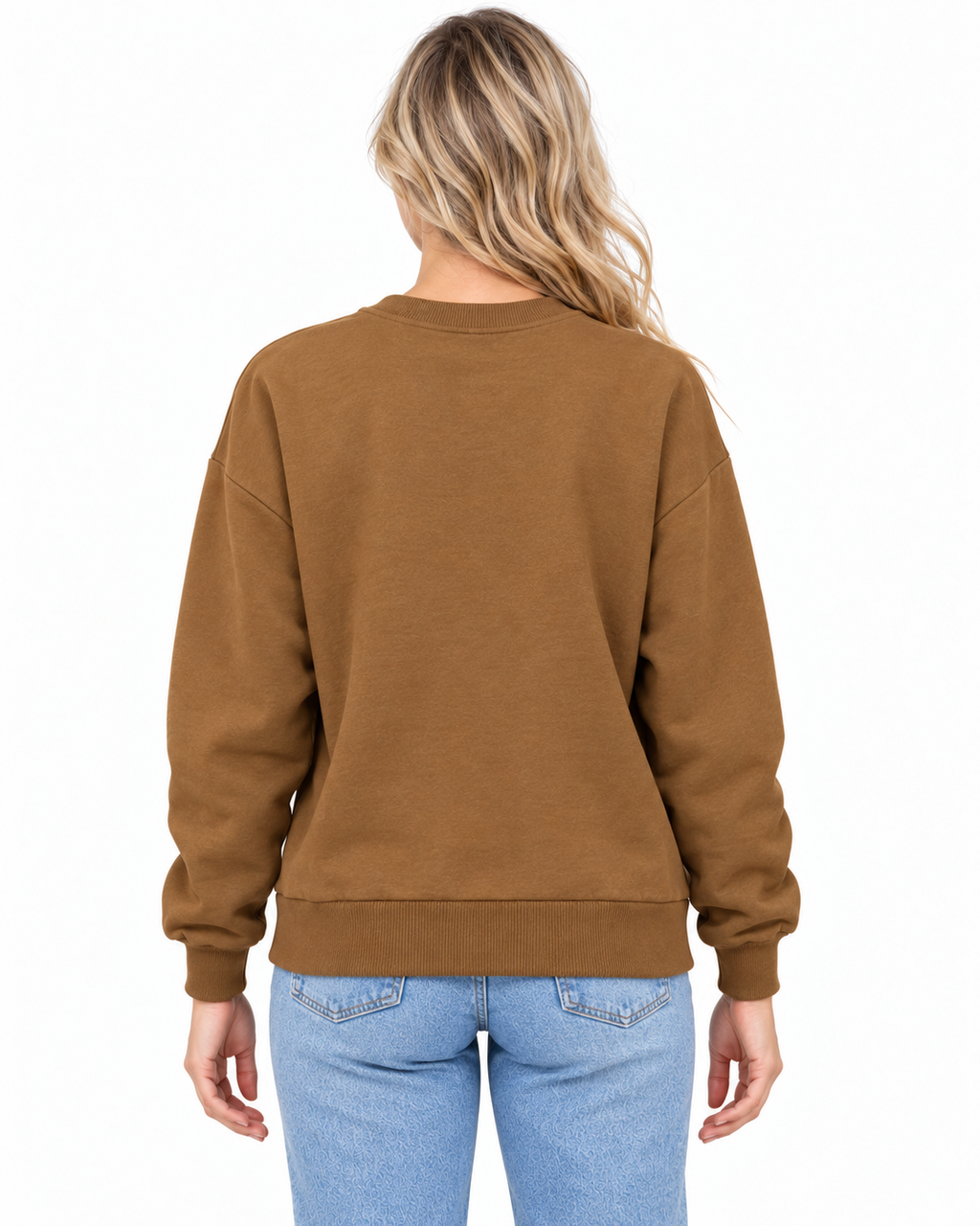 Kadın Sweatshirt Kahverengi, arkadan görünüm