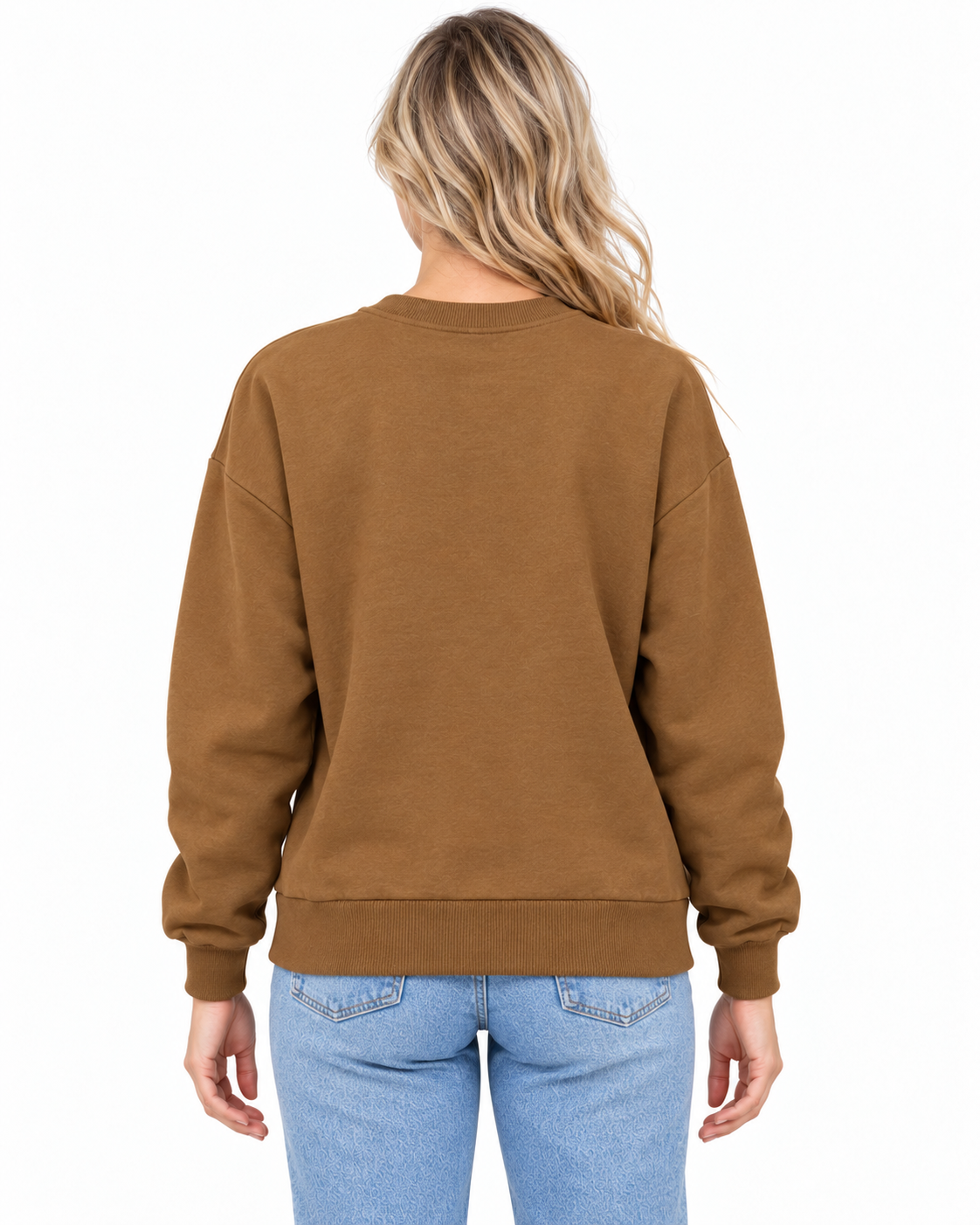 Kadın Sweatshirt Kahverengi, arkadan görünüm