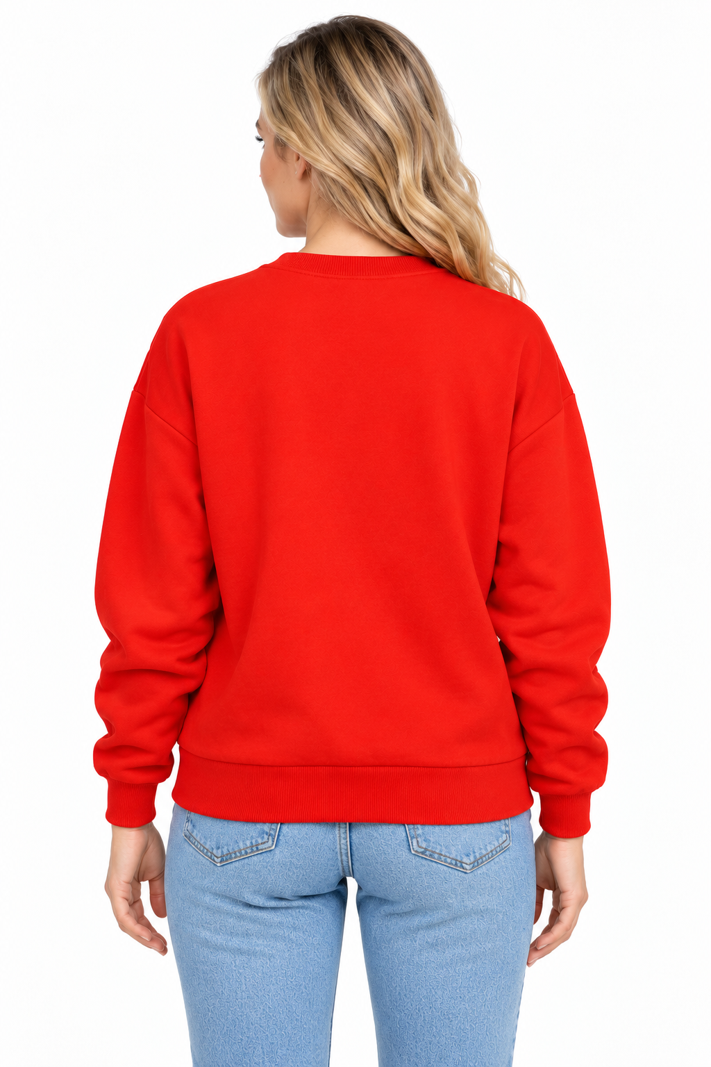 Kadın Sweatshirt Kırmızı, arkadan görünüm
