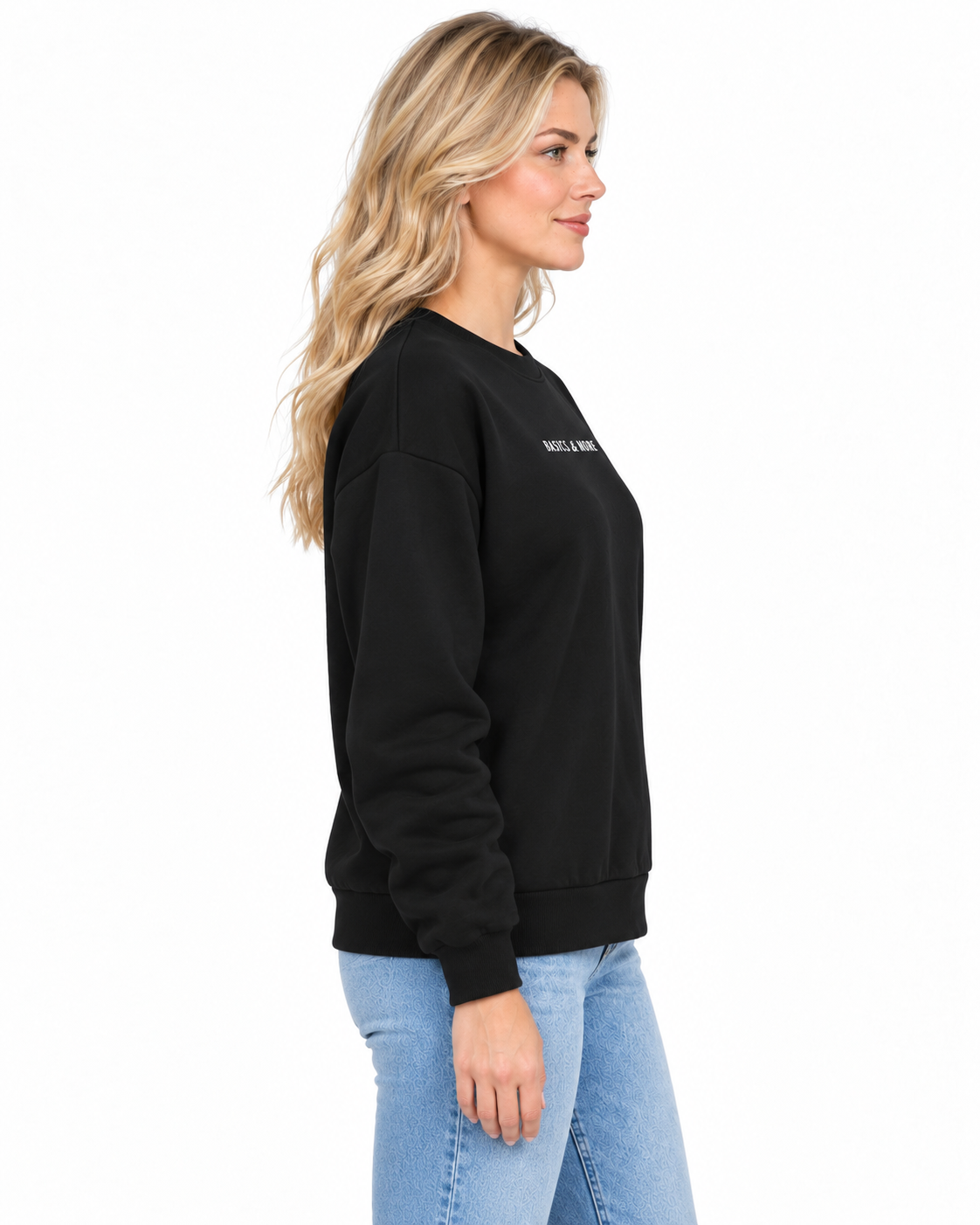 Kadın Sweatshirt Siyah, yandan görünüm