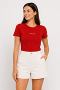 Kadın T-Shirt Kırmızı, manken üzerinde ön görünüm