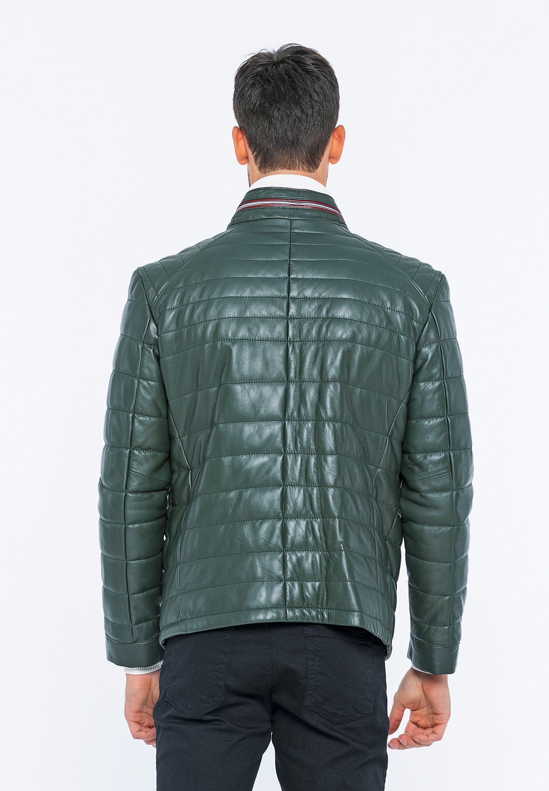 Size 4XL Green Leather Bomber Jacket for Men | Leather Jacket Master